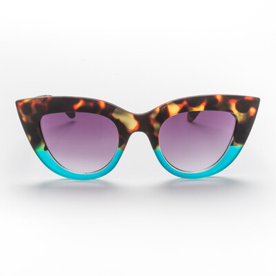 OKKIA Sun Claudia Big Cat Eye havana and blue