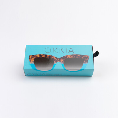 OKKIA Sun Claudia Big Cat Eye havana and blue