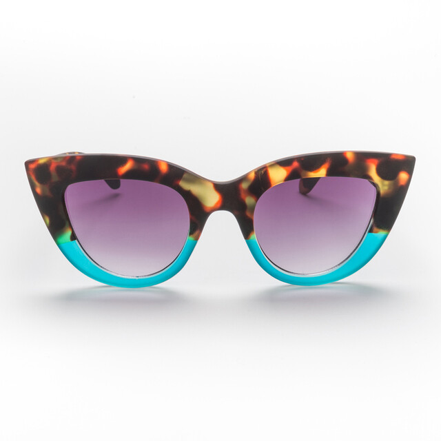 OKKIA Sun Claudia Big Cat Eye havana and blue