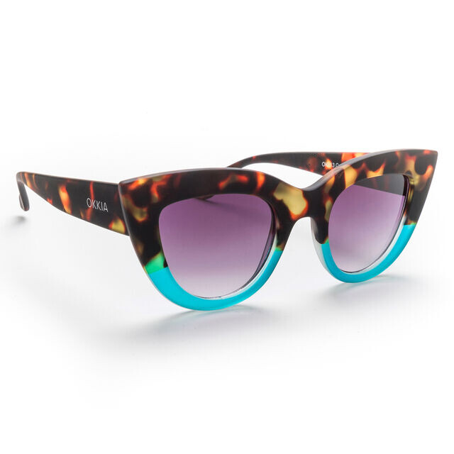OKKIA Sun Claudia Big Cat Eye havana and blue