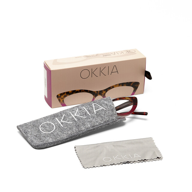 OKKIA Reading Adriana reading Small Cat Eye havana pink