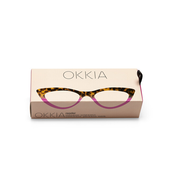 OKKIA Reading Adriana reading Small Cat Eye havana pink