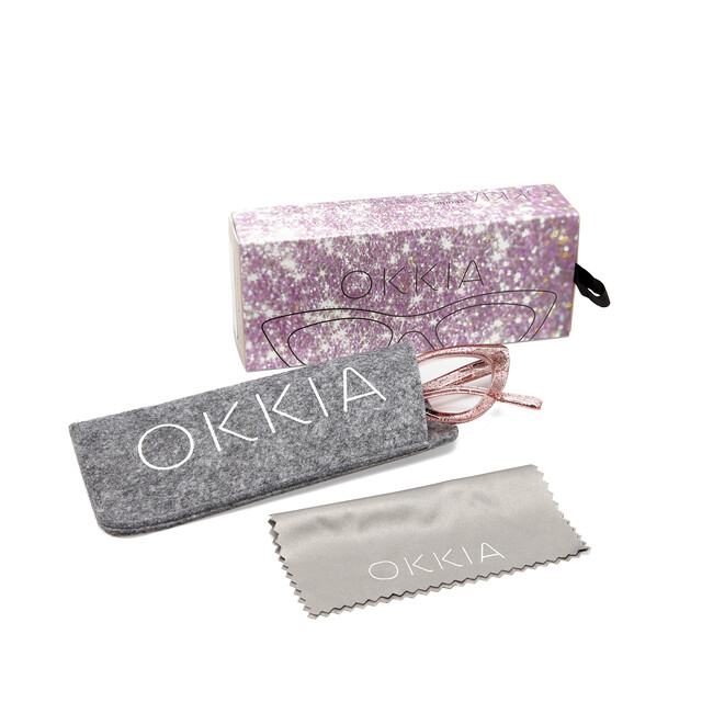 OKKIA Reading Adriana reading Small Cat Eye glitter pink