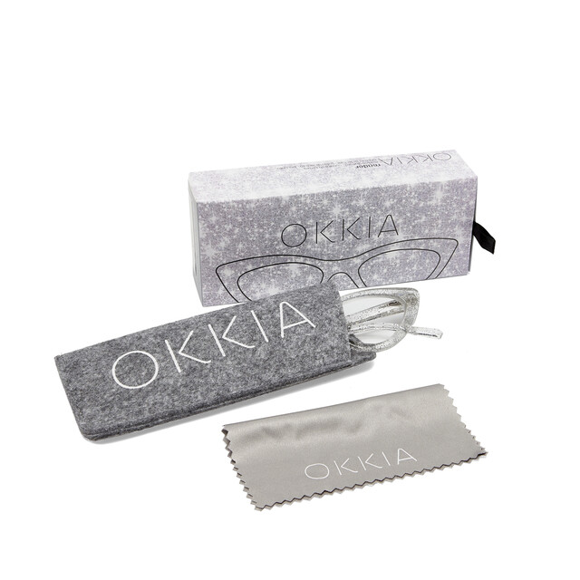 OKKIA Reading Adriana reading Small Cat Eye silver glitter