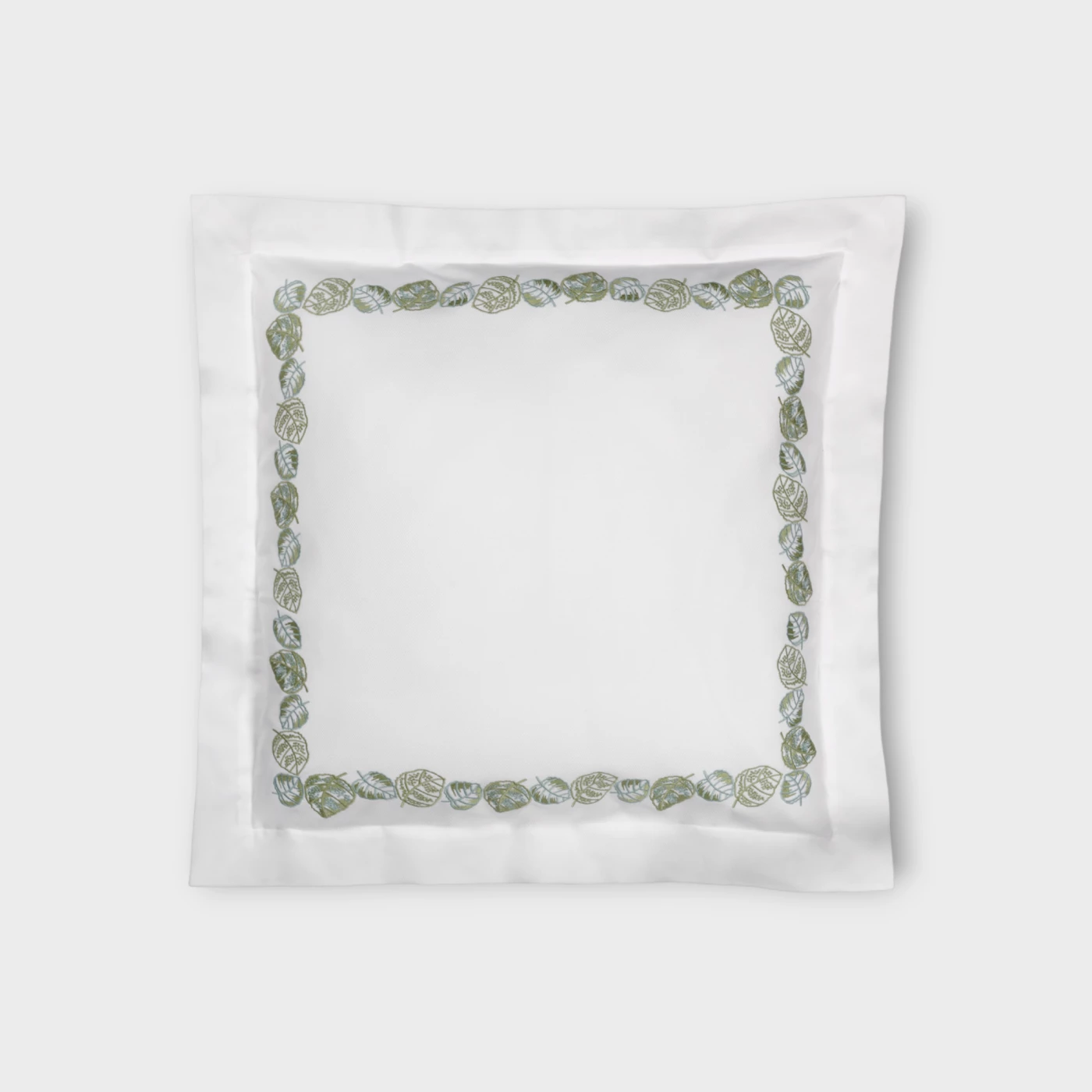 Biancheria da letto FEUILLAGE FEDERA 4 VOLANTS (RASO DI COTONE RICAMATO) Timothy Corrigan for Dea white/sage green