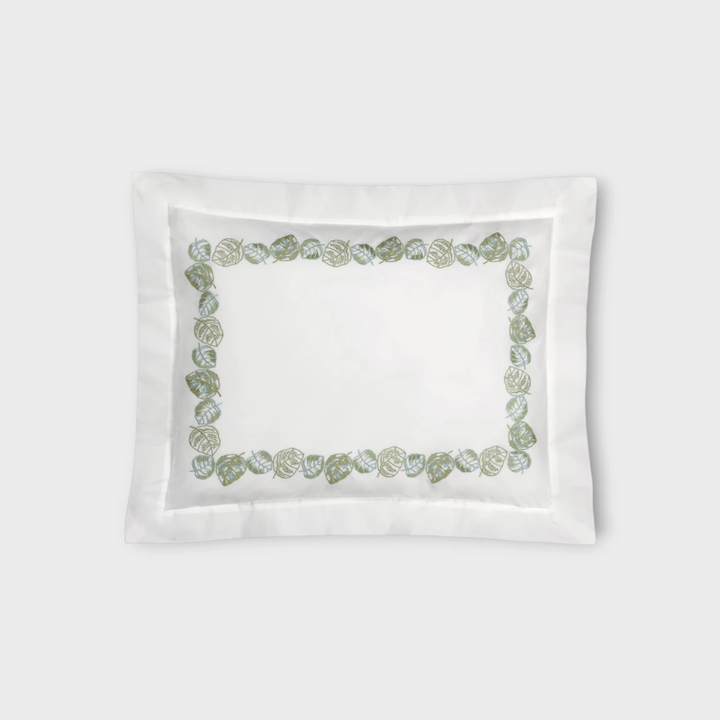 Biancheria da letto FEUILLAGE FEDERA 4 VOLANTS (RASO DI COTONE RICAMATO) Timothy Corrigan for Dea white/sage green