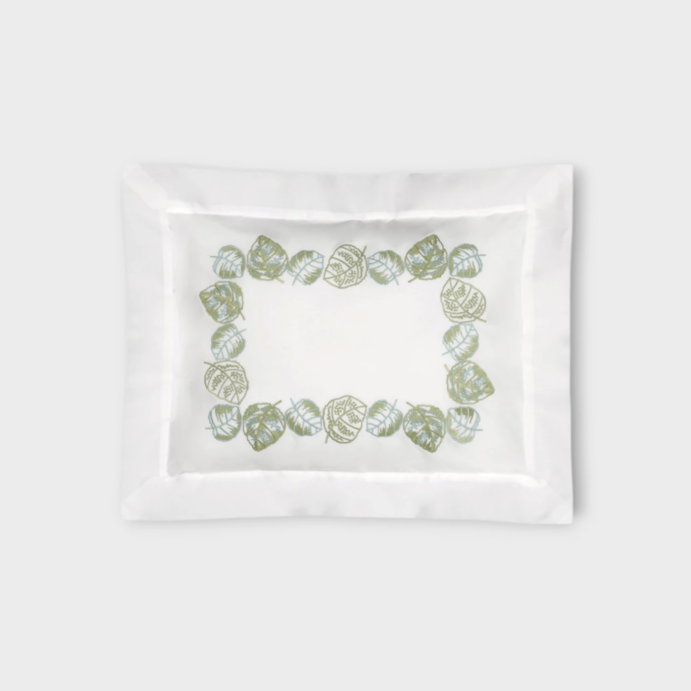 Biancheria da letto FEUILLAGE FEDERA 4 VOLANTS (PERCALLE DI COTONE RICAMATO) Timothy Corrigan for Dea white/sage green