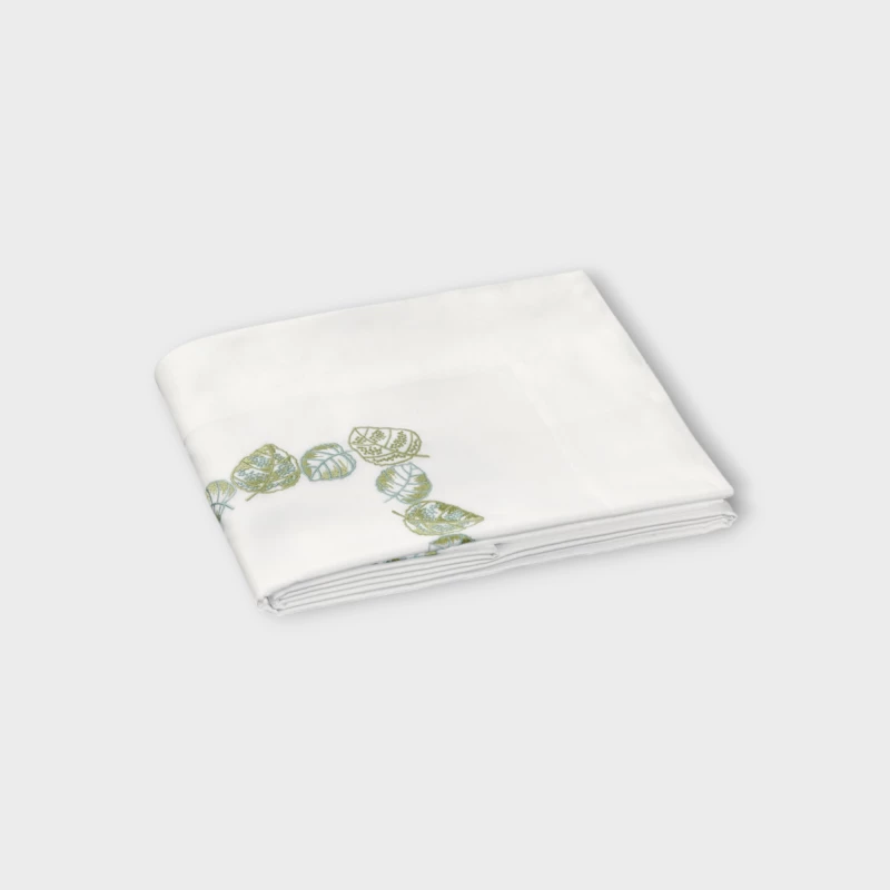 DEA ITALY FEUILLAGE SOPRA LENZUOLO (PERCALLE DI COTONE RICAMATO) Timothy Corrigan for Dea White/sage green