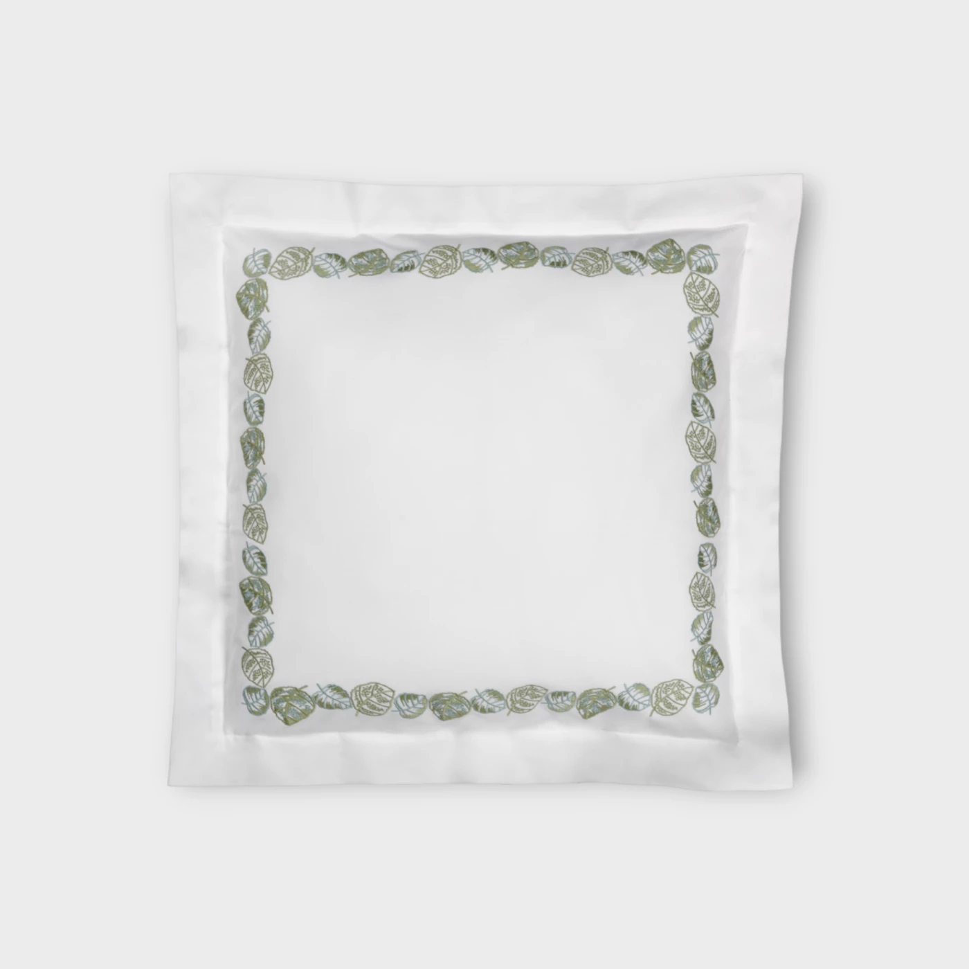 Biancheria da letto FEUILLAGE Federa 4 volants (PIQUET RICAMATO) Timothy Corrigan for Dea white/sage green