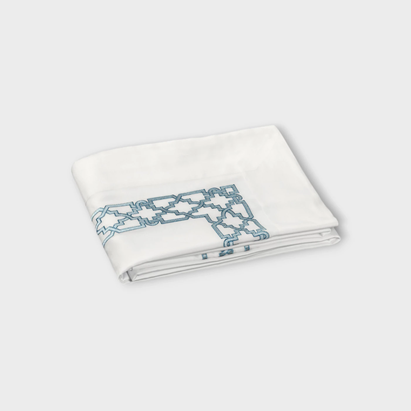 Biancheria da letto FRETWORK SOPRA LENZUOLO RASO RICAMATO Timothy Corrigan for Dea acquamarina