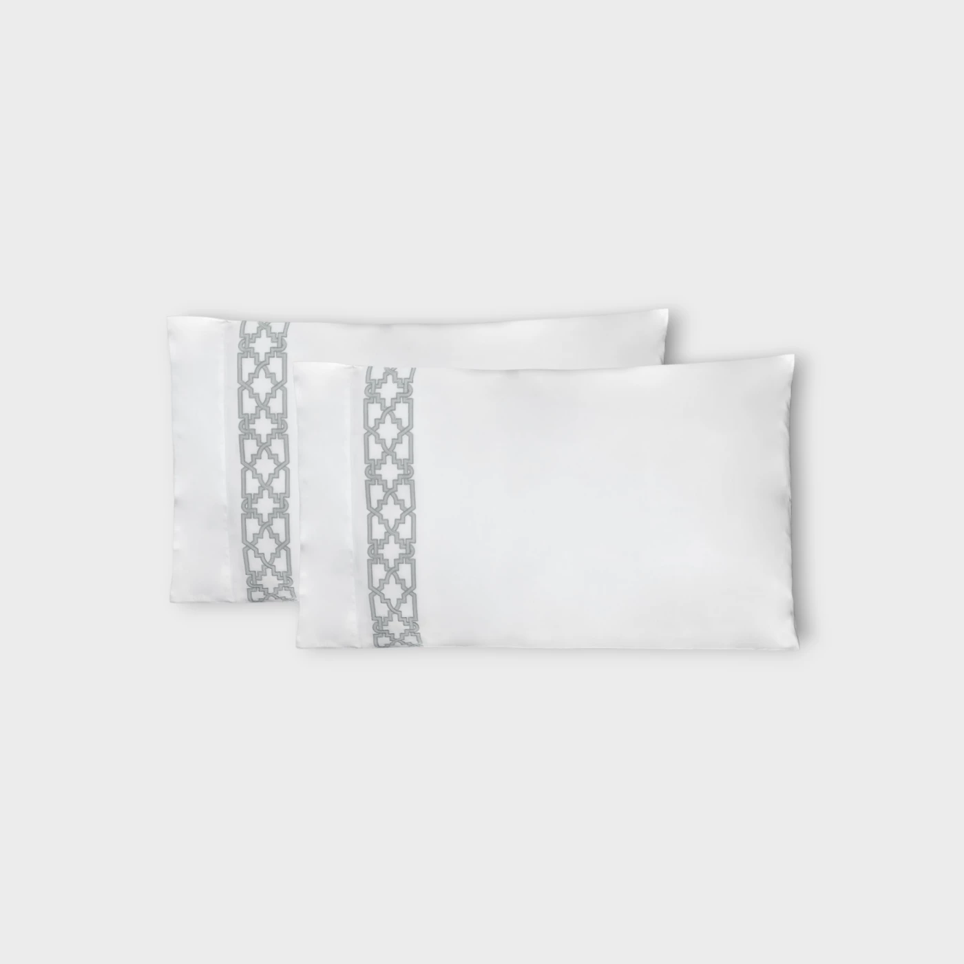 Biancheria da letto FRETWORK  FEDERA A SACCO 2 PEZZI (RASO DI COTONE RICAMATO) Timothy Corrigan for Dea silver grey