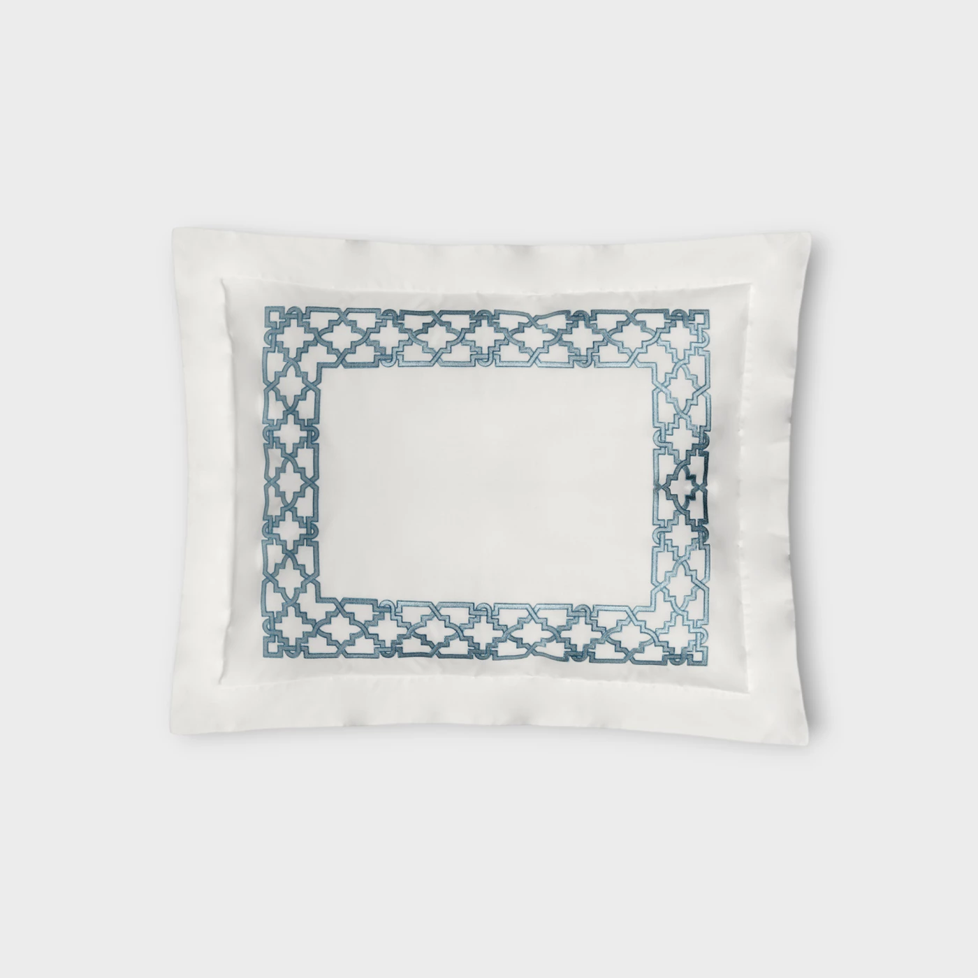 Biancheria da letto FRETWORK FEDERA 4 VOLANTS (RASO DI COTONE RICAMATO) Timothy Corrigan for Dea acquamarina