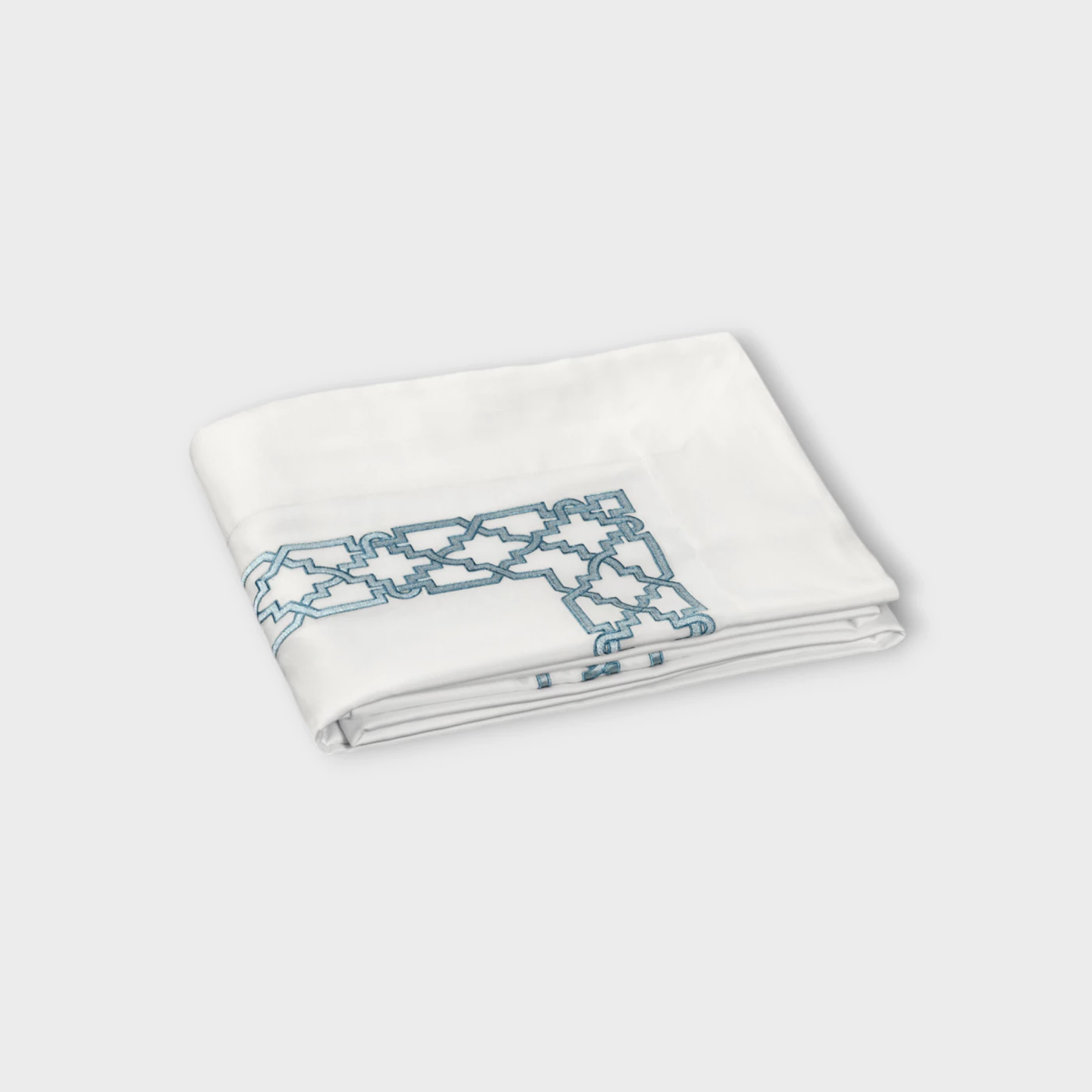 Biancheria da letto FRETWORK SOPRA LENZUOLO (PERCALLE DI COTONE RICAMATO) Timothy Corrigan for Dea acquamarina