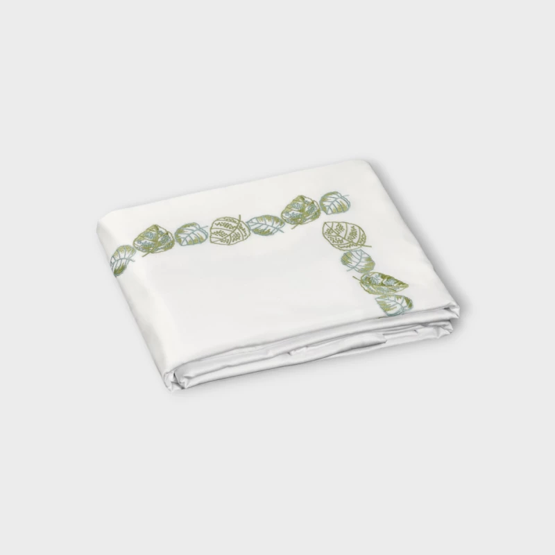 DEA ITALY FEUILLAGE Copripiumino (PERCALLE DI COTONE RICAMATO) White/sage green
