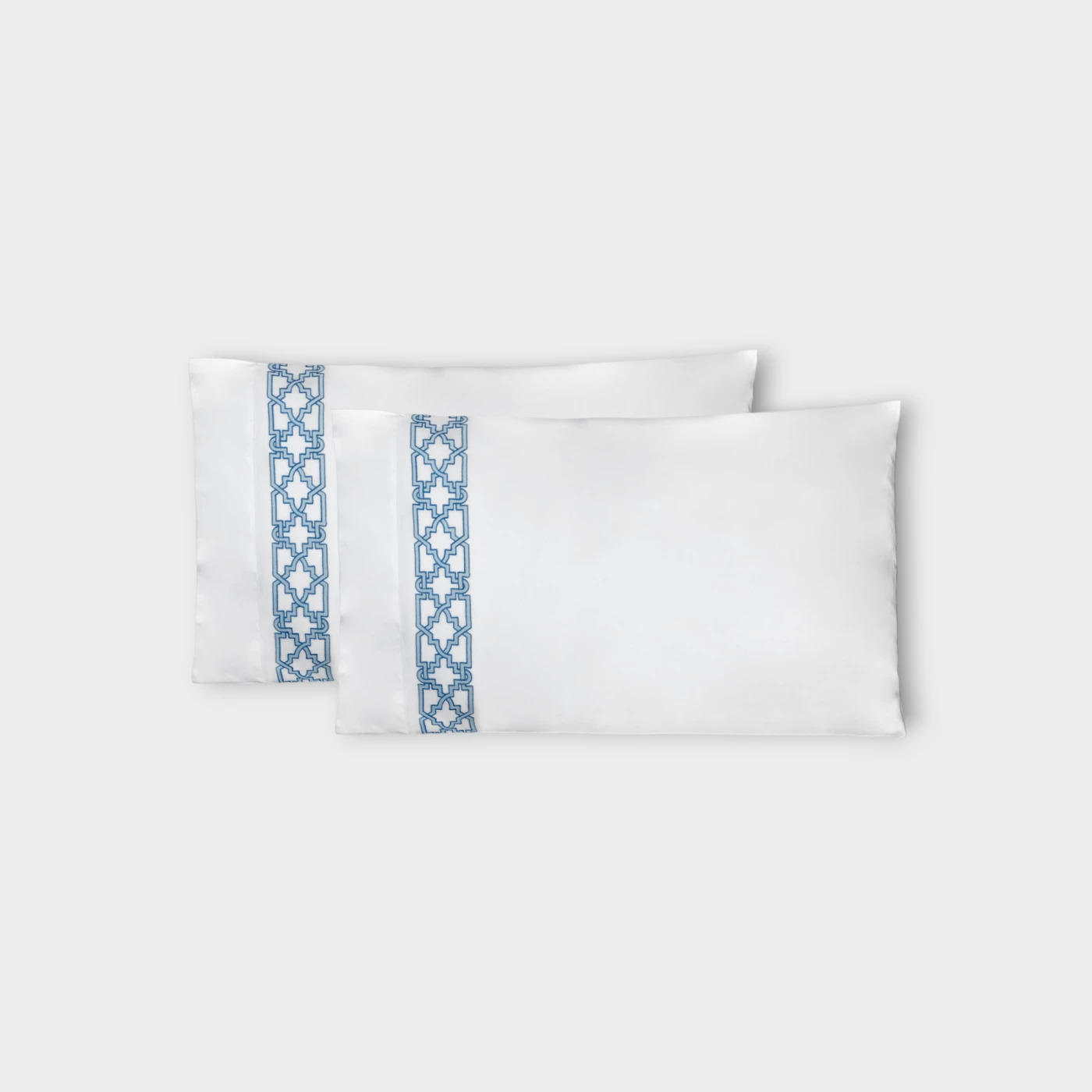 Biancheria da letto FRETWORK FEDERA A SACCO 2 PEZZI (PERCALLE DI COTONE RICAMATO) Timothy Corrigan for Dea acquamarina