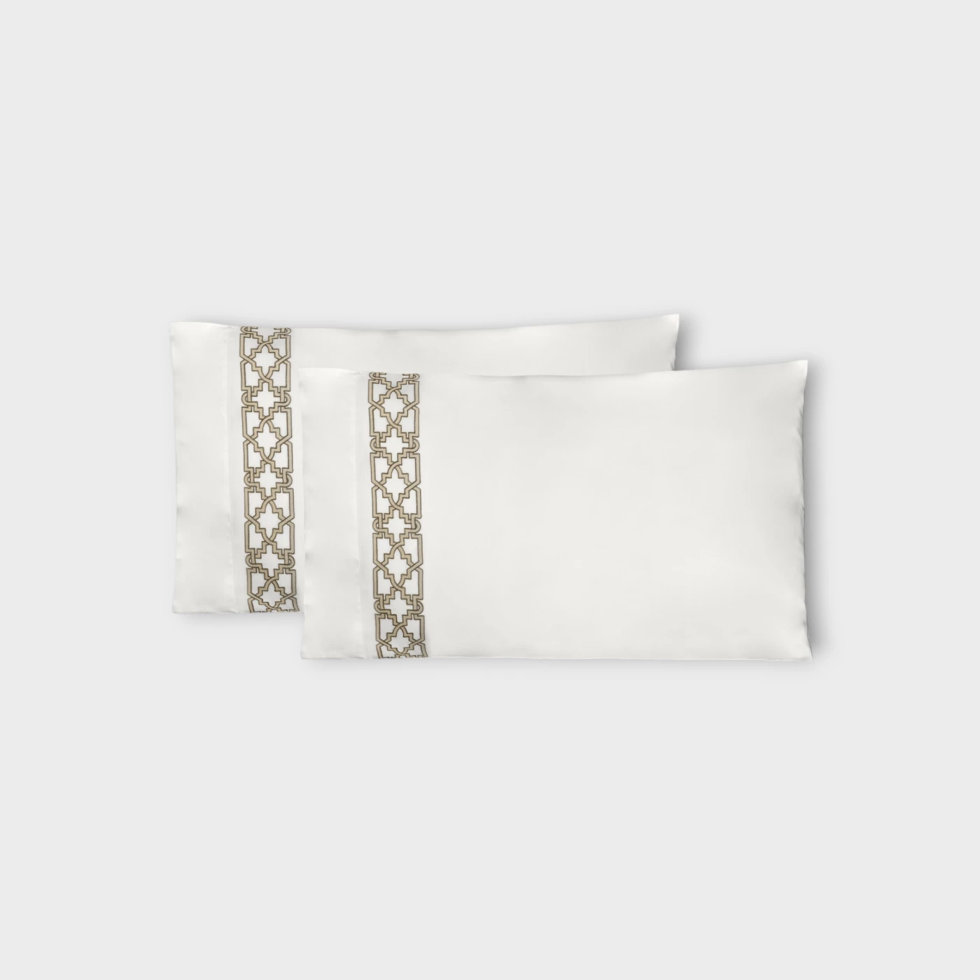 Biancheria da letto FRETWORK FEDERA A SACCO 2 PEZZI (PERCALLE DI COTONE RICAMATO) Timothy Corrigan for Dea white/kaki