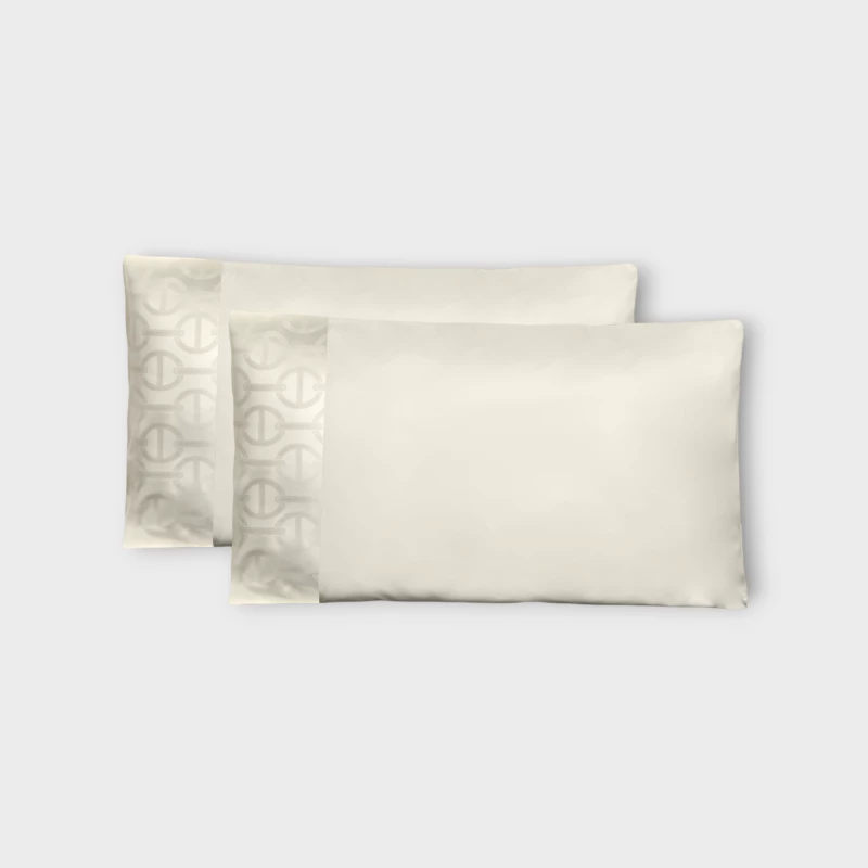 DEA ITALY Coppia di federe in raso con bordo jacquard Chaine by Timothy Corrigan for Dea Natural