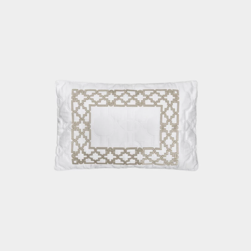 DEA ITALY Cuscino lombare quadrato trapuntato Fretwork by Timothy Corrigan for Dea White/kaki