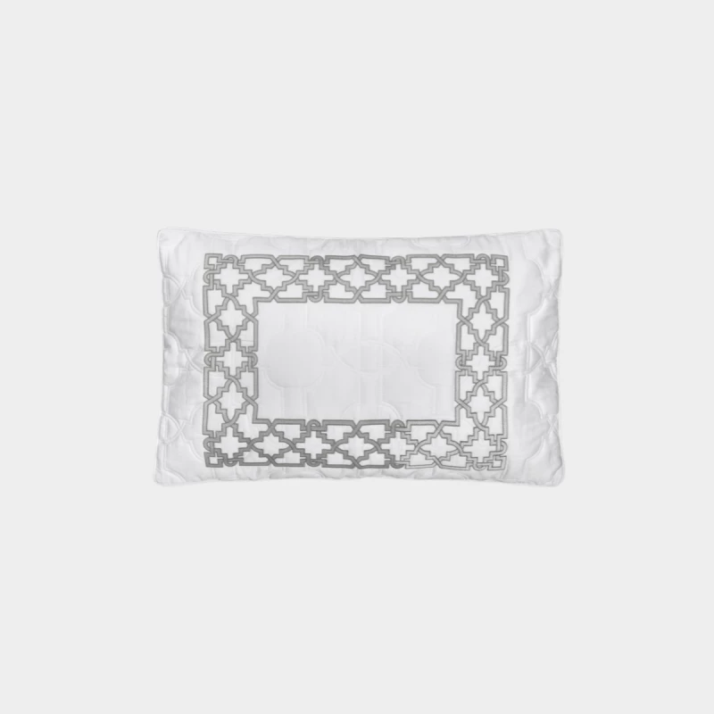 DEA ITALY Cuscino lombare quadrato trapuntato Fretwork by Timothy Corrigan for Dea White/silver grey