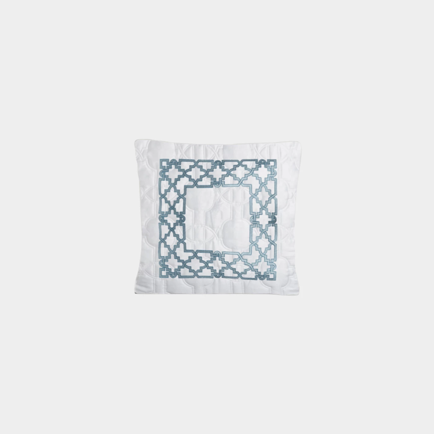 Biancheria da letto Cuscino d’arredo quadrato trapuntato Fretwork by Timothy Corrigan for Dea white/aquamarine