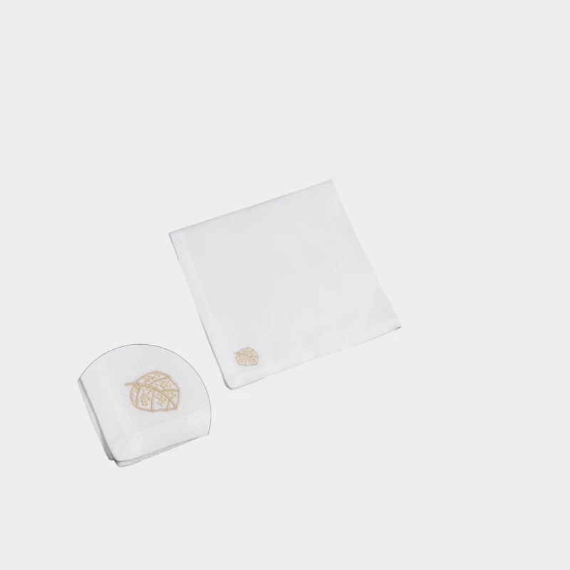 DEA ITALY TOVAGLIOLO FEUILLAGE misto lino ricamato Timothy Corrigan for Dea White/ivory