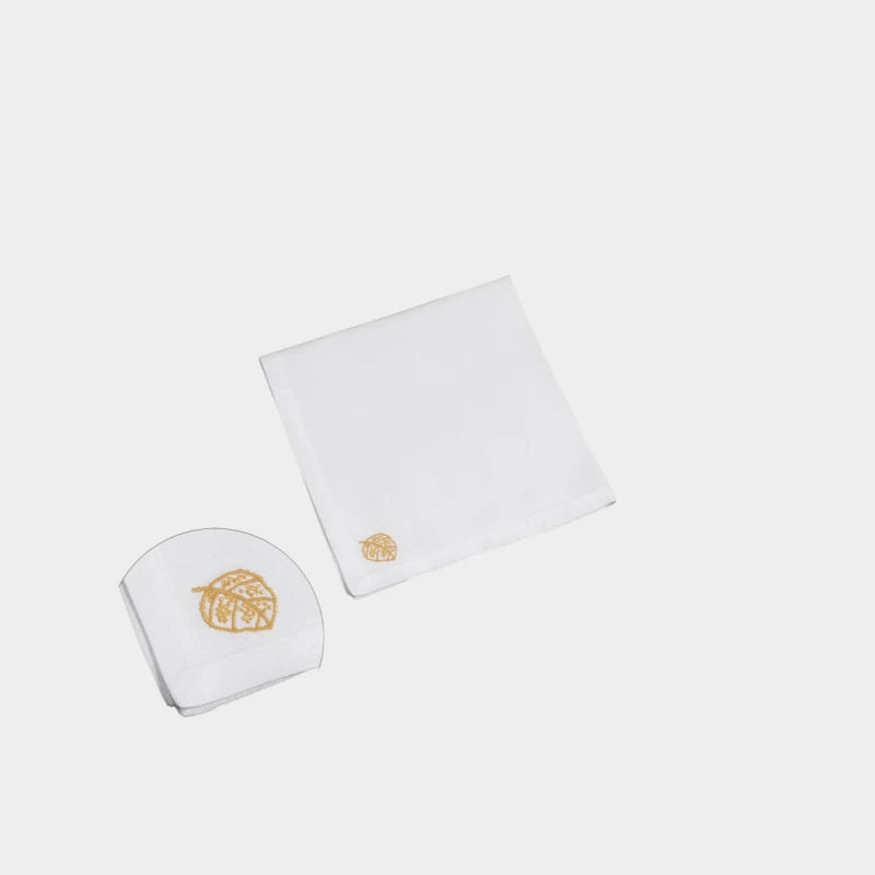 DEA ITALY TOVAGLIOLO FEUILLAGE misto lino ricamato Timothy Corrigan for Dea White/golden yellow