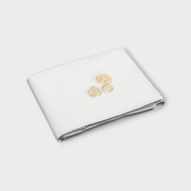 DEA ITALY Tovaglia in misto cotone/lino ricamato FEUILLAGE Timothy Corrigan for Dea White/golden yellow