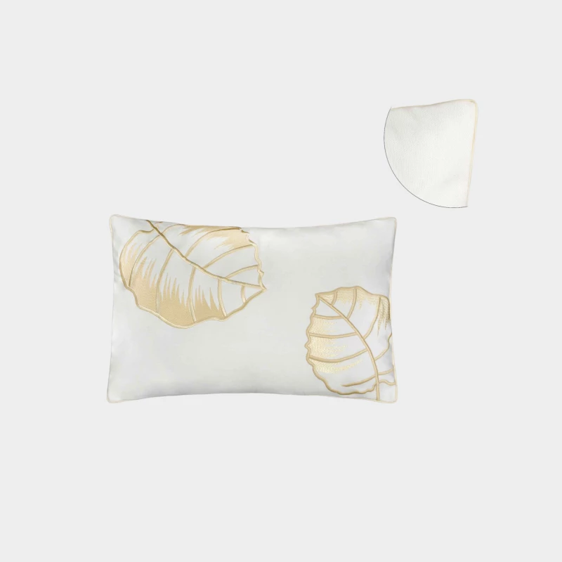 DEA ITALY FEUILLLAGE Cuscino lombare cotone Panama ricamato Timothy Corrigan for Dea White/ivory