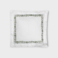 DEA Biancheria da letto FEUILLAGE FEDERA 4 VOLANTS (RASO DI COTONE RICAMATO) Timothy Corrigan for Dea   white/sage green