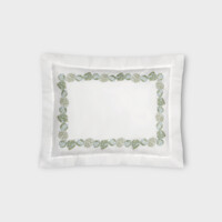 DEA Biancheria da letto FEUILLAGE FEDERA 4 VOLANTS (RASO DI COTONE RICAMATO) Timothy Corrigan for Dea   white/sage green