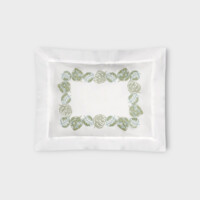 DEA Biancheria da letto FEUILLAGE FEDERA 4 VOLANTS (PERCALLE DI COTONE RICAMATO) Timothy Corrigan for Dea   white/sage green