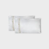 DEA Biancheria da letto FEUILLAGE FEDERA A SACCO 2 PEZZI RASO RICAMATO Timothy Corrigan for Dea   white/ivory