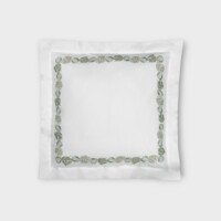 DEA Biancheria da letto FEUILLAGE Federa 4 volants (PIQUET RICAMATO) Timothy Corrigan for Dea   white/sage green