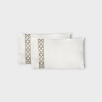 DEA Biancheria da letto FRETWORK  FEDERA A SACCO 2 PEZZI (RASO DI COTONE RICAMATO) Timothy Corrigan for Dea   white/kaki