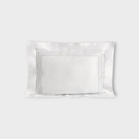 DEA Biancheria da letto GUBBIO  FEDERA 4 VOLANTS (RASO DI COTONE RICAMATO)   white/silver grey