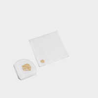 TOVAGLIOLO FEUILLAGE misto lino ricamato Timothy Corrigan for Dea white/golden yellow