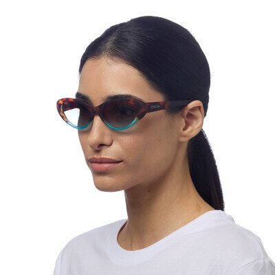 OKKIA Sole Lina Small Cat Eye havana e blue