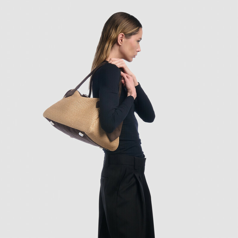 MINOBOSSI Borse ADELE IN RAFIA   testa di moro