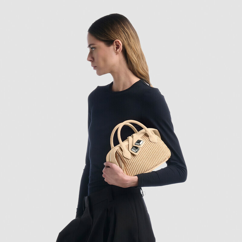 MINOBOSSI Borse ALICE IN RAFIA   latte