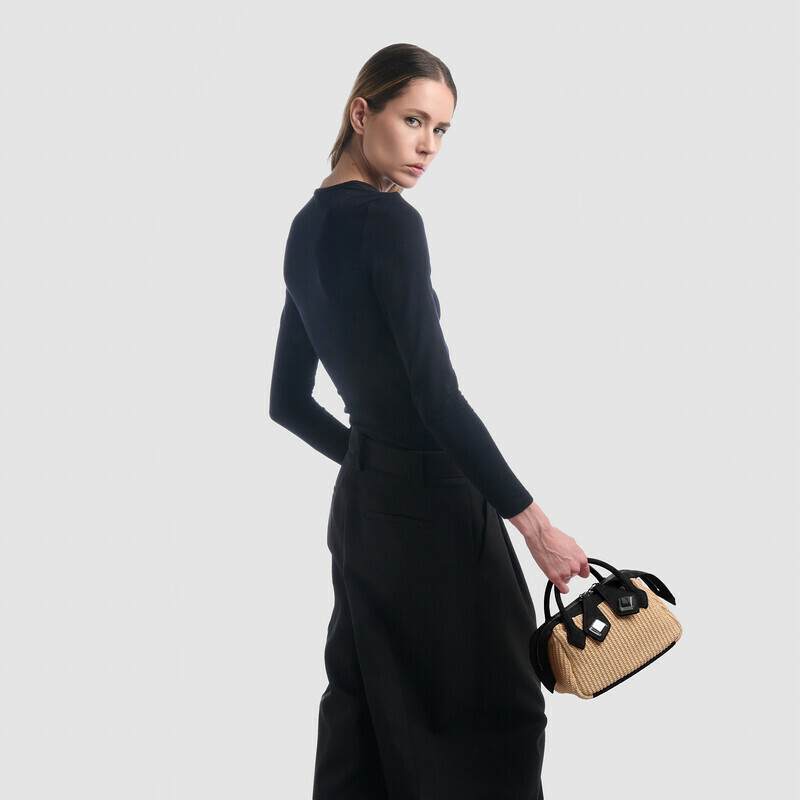 MINOBOSSI Borse ALICE IN RAFIA   nero