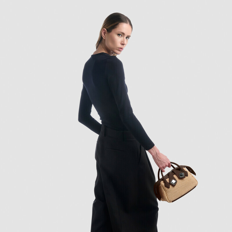 MINOBOSSI Borse ALICE IN RAFIA   testa di moro