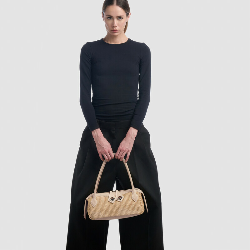 MINOBOSSI Borse ANNA IN RAFIA   latte