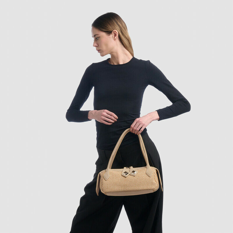 MINOBOSSI Borse ANNA IN RAFIA   latte