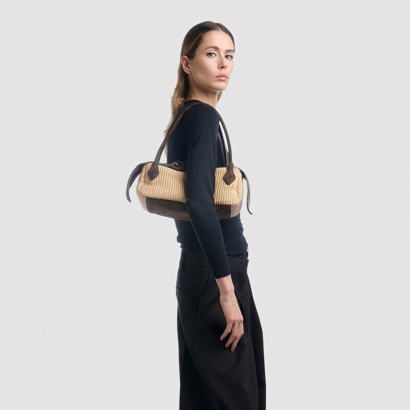 MINOBOSSI Borse ANNA IN RAFIA   testa di moro