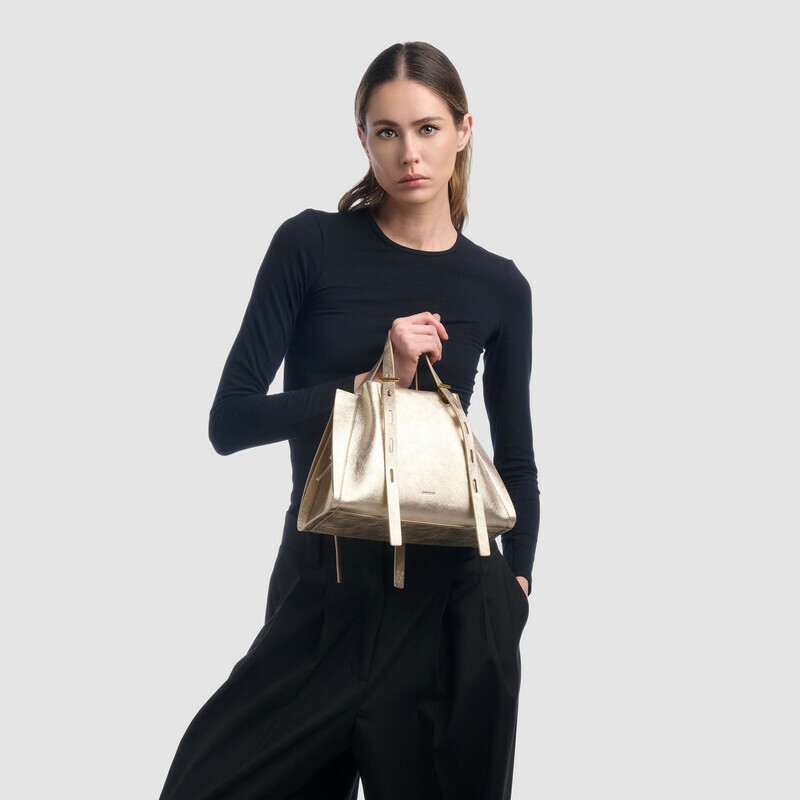 MINOBOSSI Borse PAULINA IN PELLE LAMINATA   oro