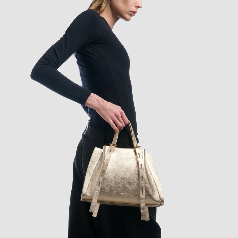 MINOBOSSI Borse PAULINA IN PELLE LAMINATA   oro