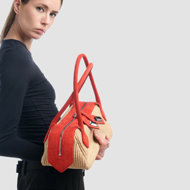MINOBOSSI Borse ANNA IN RAFIA   rosso