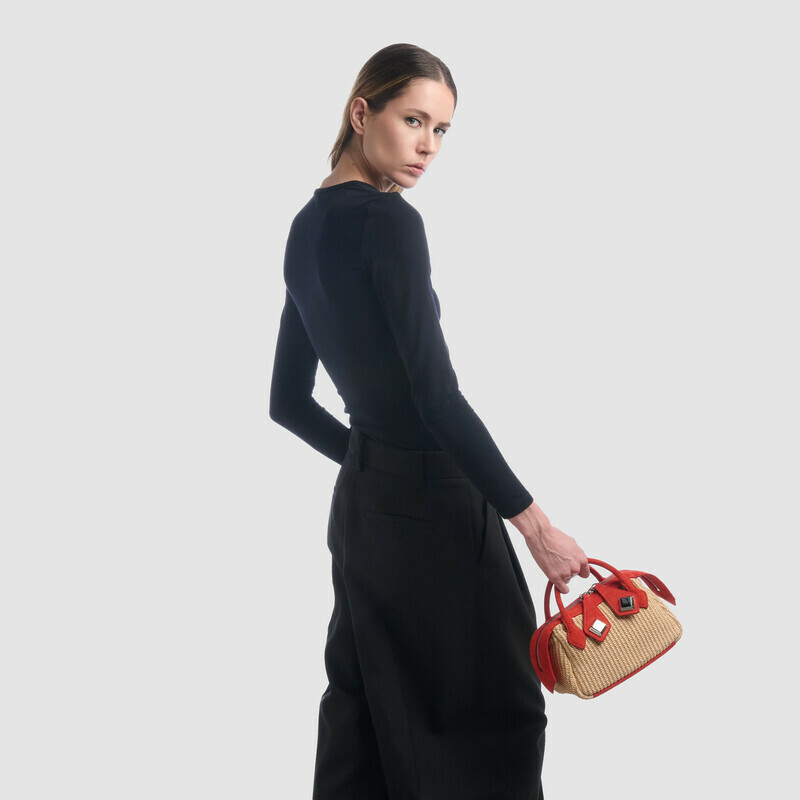 MINOBOSSI Borse ALICE IN RAFIA   rosso