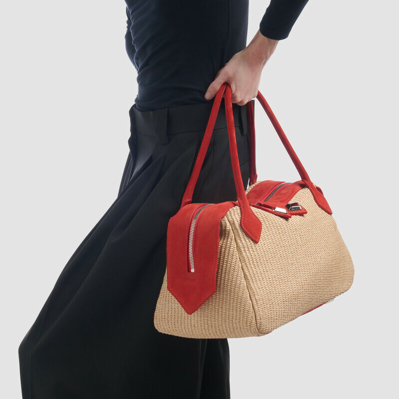 MINOBOSSI Borse ADELE IN RAFIA   rosso