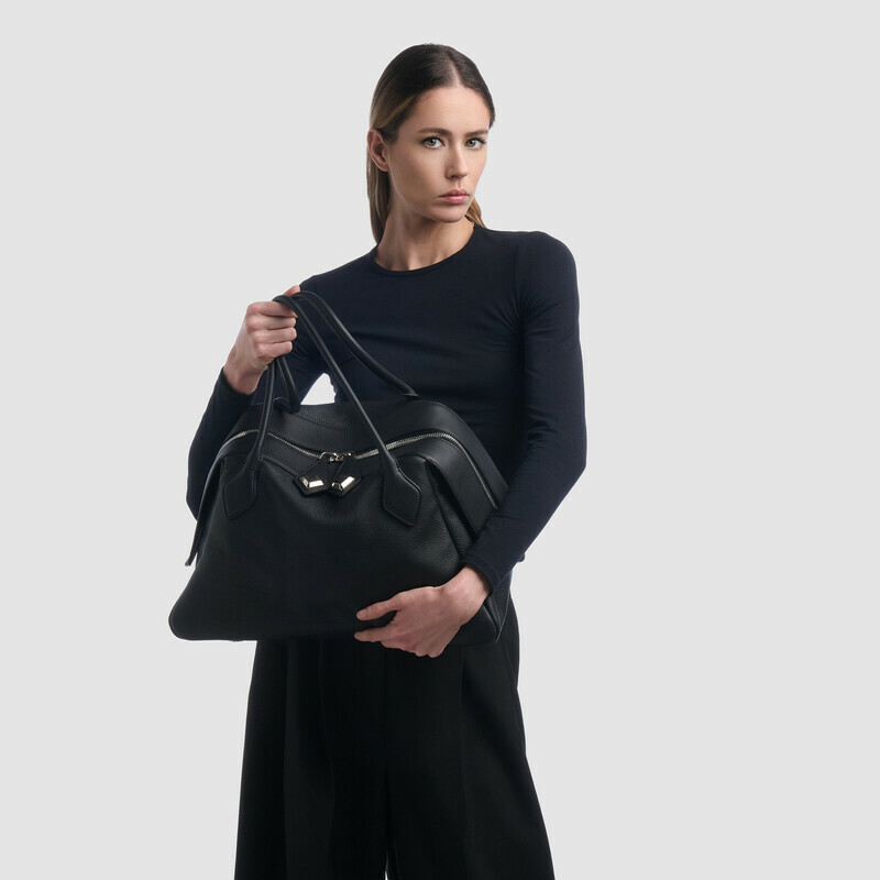 MINOBOSSI Borse ABIGAIL IN VITELLO GRANATO   nero